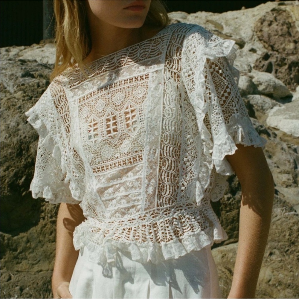 DOEN Heirloom Brielle Top in Salt/EUC/ M but FITS A SMALL BEST
